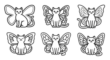 Whimsical Cat Butterfly Illustrations - Six Adorable Feline Fairy Designs © kumara