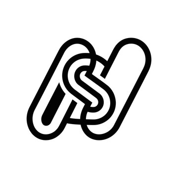 Black interlocking letters S and N monoline monogram logo.