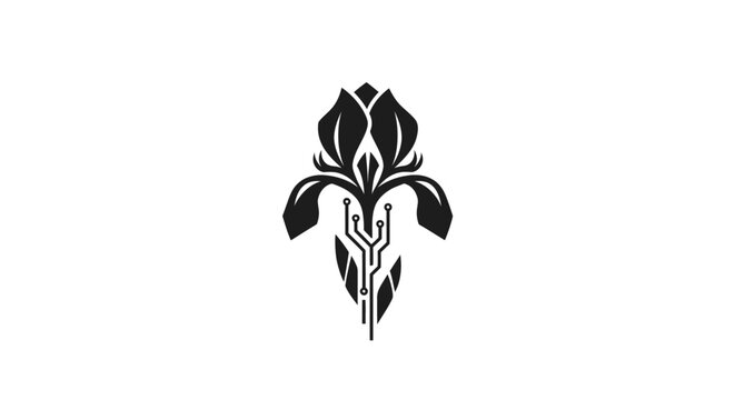 Elegant black iris flower silhouette design.