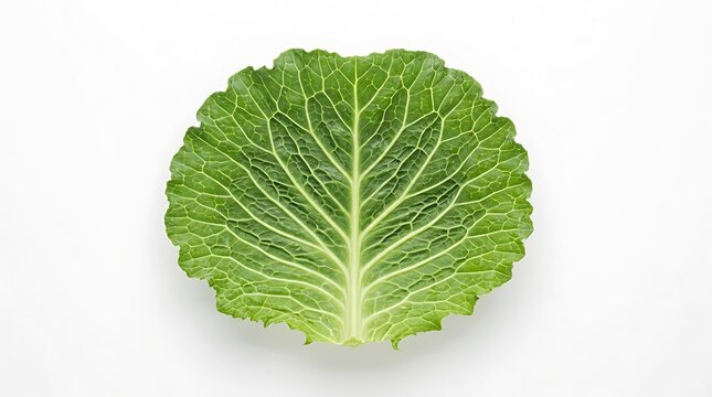 Fresh green cabbage leaf isolated white.