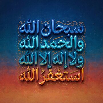 Colorful Arabic Dhikr Calligraphy with Islamic Praise