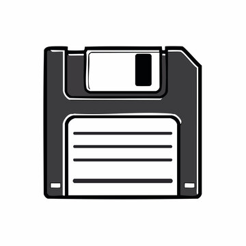 Minimalist illustration of a vintage floppy disk icon for data storage