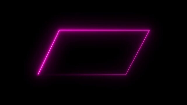 Parallelogram rectangle picture frame with two tone neon color shade motion graphic. pink light for overlay element. Motion graphics of picture frame