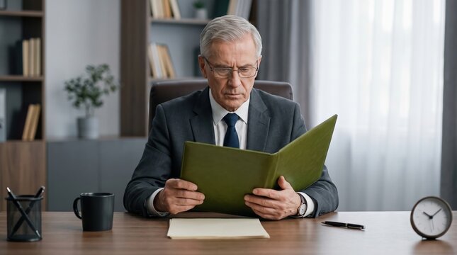 Experienced Executive Studying Official Documents