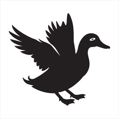 Obraz premium Premium Duck Standing Silhouette Icon Realistic Duck Walking Silhouette SVG Duck Drinking Water Silhouette