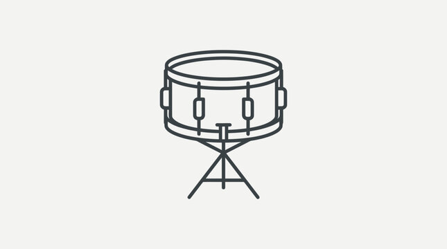 Snare drum on stand, minimalist line art icon, musical instrument illustration