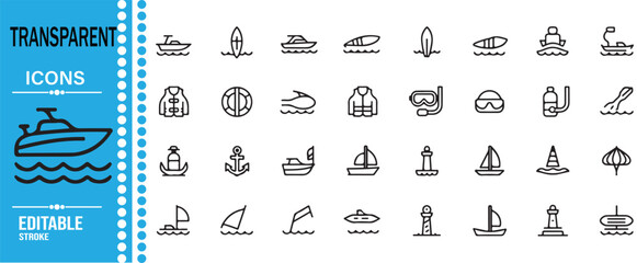 Nautical Vessels and Water Travel Outline Icon Pack © SANTI