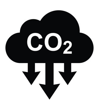 Carbon Emissions Vector Icon with CO₂ Cloud and Downward Arrows