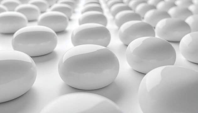 Soft rounded 3D blob shapes in monochrome grey gradien