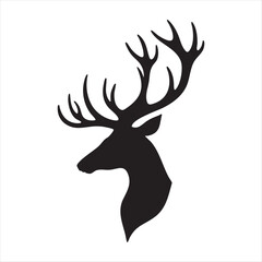 Naklejka premium Deer head silhouette against a white background