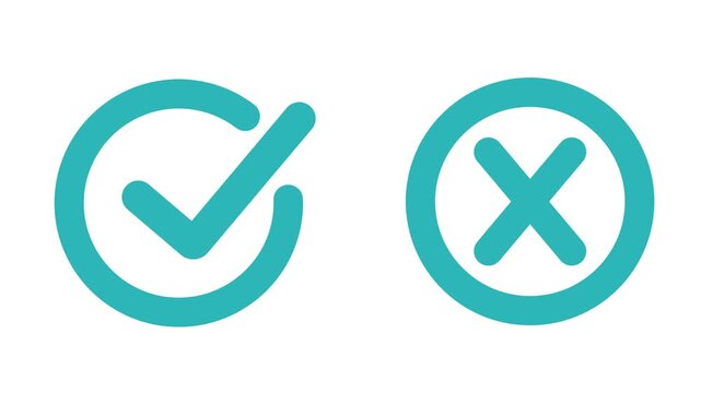 Blue Check and Cross Icon Animation on Light and Dark Backgrounds