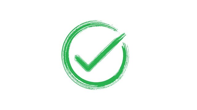 Green brush stroke checkmark icon for motion design video footage