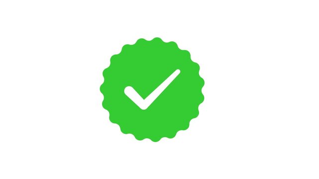 Green checkmark icon for successful verification motion graphic animation clip
