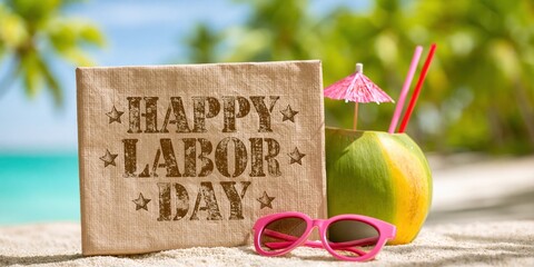 USA Labor Day Patriotic Banner with American Flag Theme Celebration Background