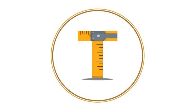 Yellow t-square illustration with measurement markings, gray accents, and a double-lined circle background