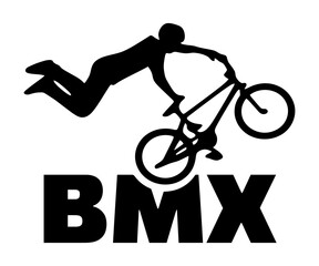Fototapeta premium BMX rider bicycle stunt extreme sport typography vector silhouette