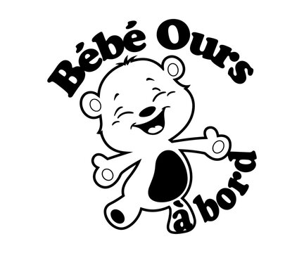 Bebe a bord French baby on board car sticker vector design