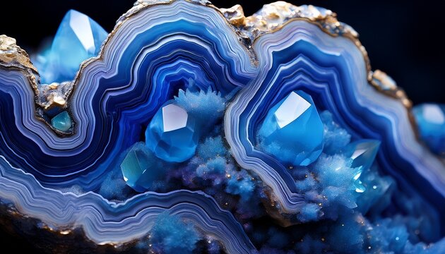 Blue Crystals Agate Sio Macro