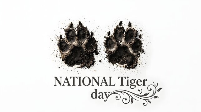 National tiger day poster design paw print graphic