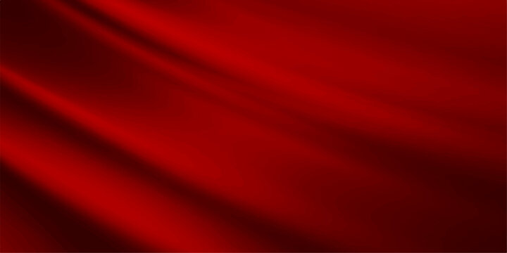 Elegant smooth flowing red satin fabric texture background with soft light waves