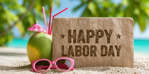 USA Labor Day Patriotic Banner with American Flag Theme Celebration Background