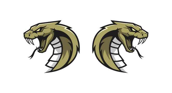 Green Snake Head Logo Design Pair.