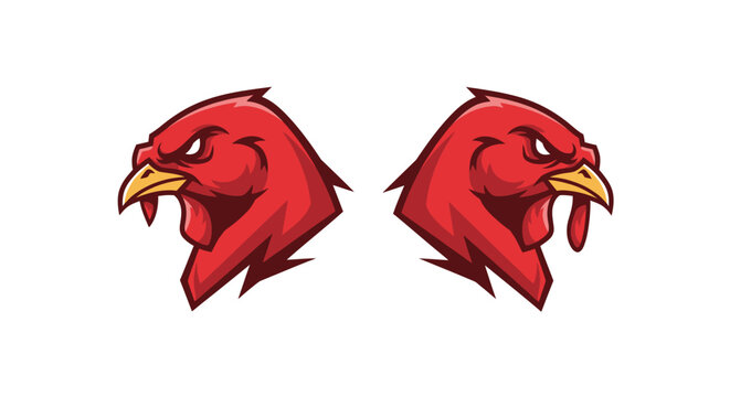 Fierce Red Rooster Head Logo Design.