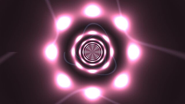 Visual effect of glowing circles in a spiral motion with light
