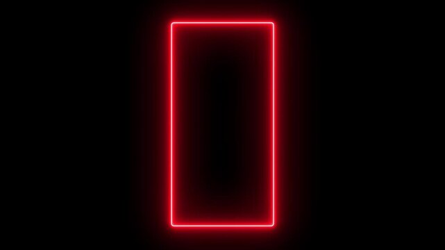 Fire number four. Vertical red neon blank text lights motion loops square circular motion draws and beautiful lights background linear lamp. neon light bulb