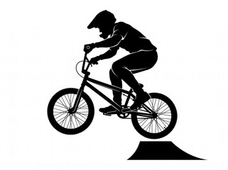 Obraz premium BMX Rider Performing Jump Trick Silhouette Vector Illustration