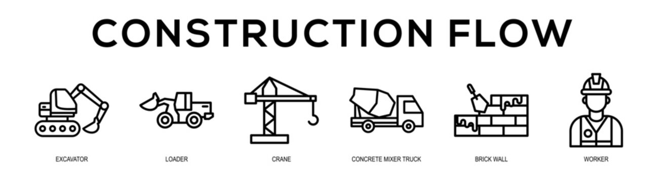 Building Process web banner illustration concept