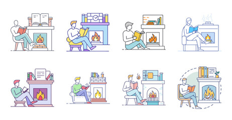 Fototapeta premium Flat design icons of online shopping and delivery services - Colorful vector icons showing e-commerce, shopping carts, delivery trucks, and parcel boxes for digital marketing or app design.