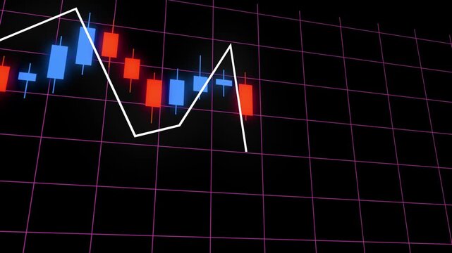 Professional trader analyzing stock market chart with candlestick patterns on digital screen for investment strategy and financial growth