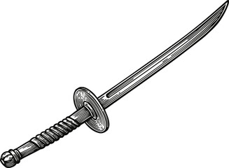 Fototapeta premium medieval sword illustration vintage weapon engraving drawing detailed steel blade handle