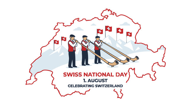 Swiss National Day Celebration Illustration for Switzerland