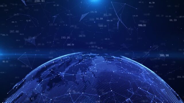 Blue globe connects digital networks across the planet