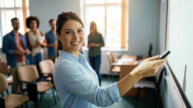 Student Presentation Confidence: University student delivering a classroom presentation 