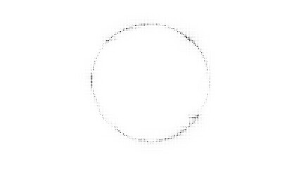 Fototapeta premium Abstract halftone circle frame with a dynamic wave effect, creating a sense of rotation and energy in a minimalist black and white design