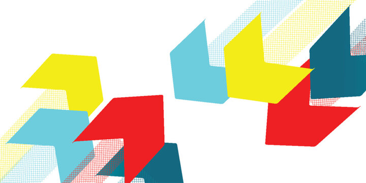 Abstract business background with colorful diagonal arrows pointing up. Success and growth concept layout featuring vibrant geometric arrow elements on white backdrop