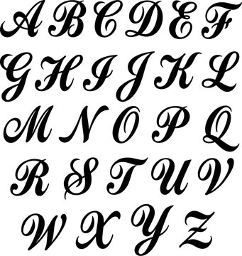 Curly handwriting in black over white
