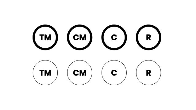 Trademark and Copyright Symbols in Black and White Circles Featuring Symbol, Circle, Design with Logo and Mark Elements