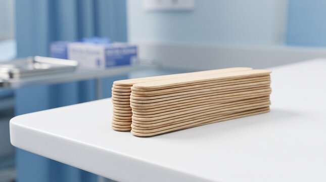 Wooden tongue depressors representing routine medical examination and primary healthcare services.