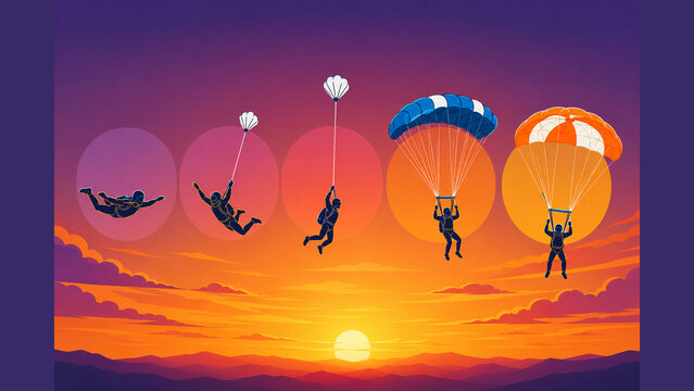 Pilot Main And Reserve Parachute Deployment Sequence Illustration