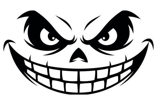 Spooky halloween angry skull face sticker