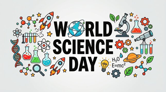 World Science Day celebration design with science icons