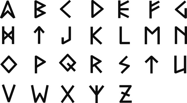 Rune alphabet in black over white