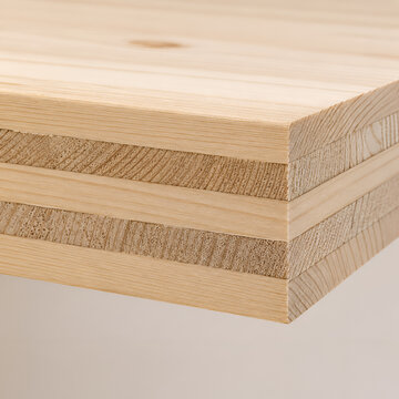 Cross laminated timber panel edge texture with layered perpendicular grain