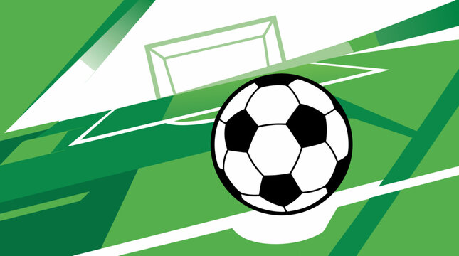 Green geometric futsal background with soccer ball and field lines vector