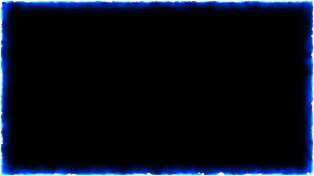 Glowing electric blue neon border frame with soft radiant light effect on solid black background