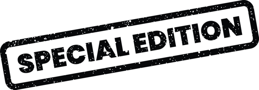 Grunge rubber stamp icon with special edition text enclosed in a rectangular black line frame